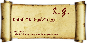 Kabók Györgyi névjegykártya